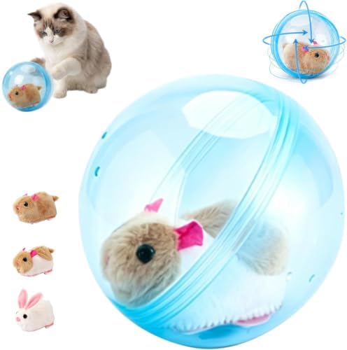 Self-Rolling Interactive Cat Ball Toy, Automatic Moving 360° Electric Pet Rolling Ball with Smart Obstacle Avoidance, Fun Interactive Pet Ball for Cats Dogs Chasing, Realistic Plush Animal Inside，C