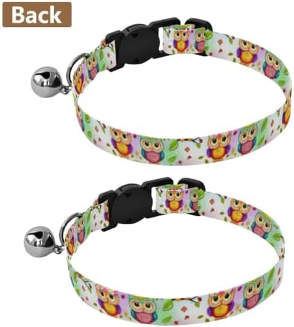 Cute Cartoon Owls Eyes Adjustable Buckle Pet Collars 2 Pack Lightweight Small Dog Collar