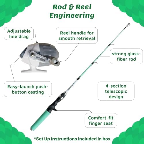 Meowy Cat Wand Toy – Cat Fishing Pole Toy with Reel The Cat Fish Fishing Rod, Telescopic Fiberglass Interactive Teaser Wand for Indoor Cats with Catnip Dental Mesh Attachments