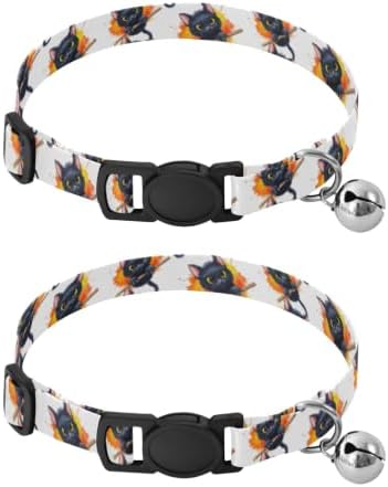 Cute Black Cartoon Cat Eyes Easy to Wear Cat Collar 2 Pack Soft Cat Collar