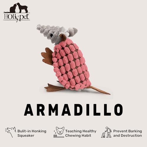 Hollypet Armadillo Squeaky Puppy Dog Toys for Small Medium Dogs, 6"