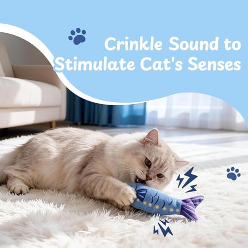 Nocciola Sardines Catnip Toys for Indoor Cats - 3 Pack Cat Toys Fish with Pouch, Cat Nip Toys Cat Kicker Toy with Crinkle Paper, Interactive Cat Toy for Kitten Enrichment, Cat Gifts