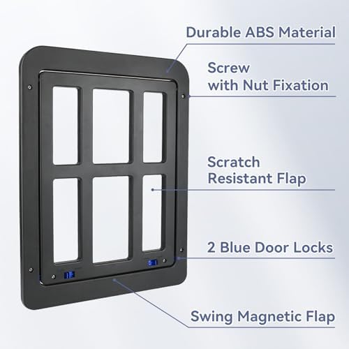NAMSAN Dog Screen Door, Flap Opening 11.2 x 14.4 inches, Dog Door for Screen Door, Large Pet Door for Sliding Door Magnetic Self-Closing, Screen Door with Doggie Door Built in, Lockable, Black