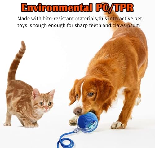 Cat Ball Toy,New Interactive Rolling Cats Dog Toy Balls 360° Smart Automatic Rolling Pet Ball, Fast Moving Toy for Dog,Interactive Toys for Cats (Yellow)