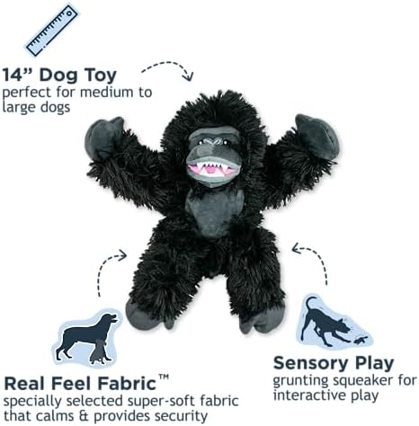 Tall Tails Gorilla Rope Body Dog Toy – Durable Plush Squeaky Dog Toy for Snuggling & Play