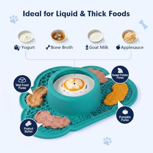 Anti-Slip Slow Feeder Dog Bowl and Lick Mat with Rolling Ball