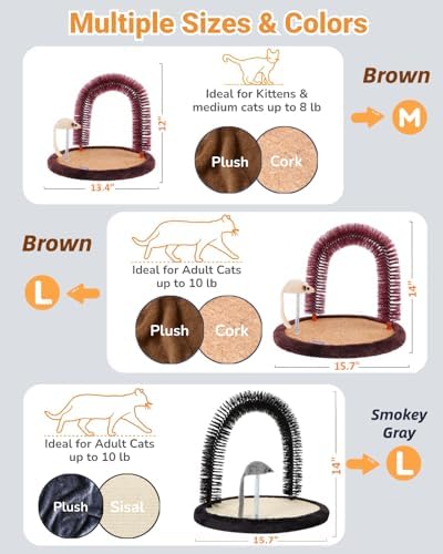Happi N Pets Cat Self Groomer, Heavy Scratching Pad with Mouse Toy