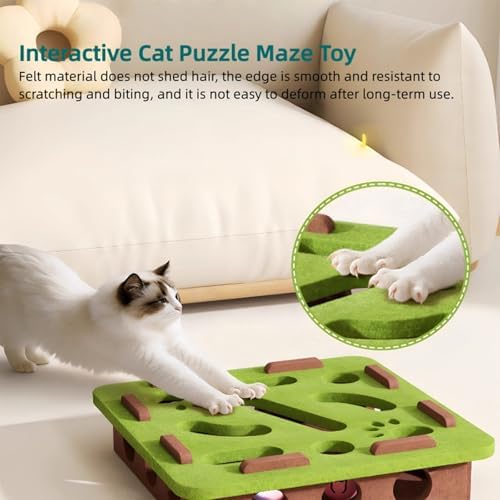 Felt Cat Maze Toy, Fun Hide Seek Hunting Puzzle for Indoor Kittens