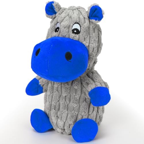 loncoldy Squeaky Dog Toys, Tough Stuffed Animals Hippo Chew Toy Blue