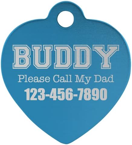 Signature Custom Laser Engraved Anodized Aluminum Pet ID Tags (Pink, Heart 1 1/4" x 1 1/4")
