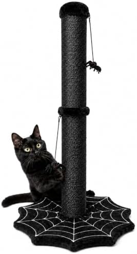 Gothic Cat Scratching Post with Spider Toys for Indoor Cats