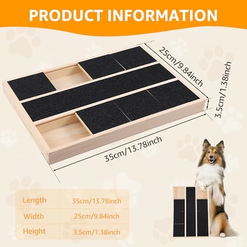Dog Nail Scratching Board, Dog Nail File Toy for Nails with Treat Box, Puppy Claw Grooming Tool with Treat Drawer, Dog Nail Scratch Pad for Dog Cat Claw Care (6 grids)