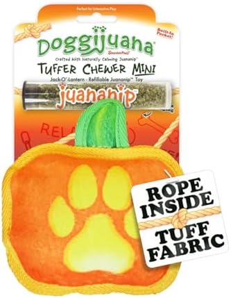 Doggijuana Tuffer Chewer Dog Toy, Jack O' Lantern | Fall Plush, Squeaky