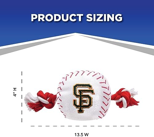 Pets First MLB San Francisco GiantsBaseball Rope Toy for Dogs & Cats. Tough Nylon, Sporty Baseball Design, Heavy-Duty Ropes with Inner Squeaker