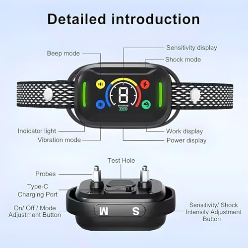 Smart Bark Control Collar, New Upgraded Color Screen, No Bark Control Anti-Barking Dog Bark Collar, Waterproof, Rechargeable, Multifunction and Safe.