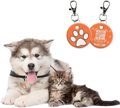 tag8 QR Code ID Tag for Dogs & Cats, Real-Time Scan Alerts, Online Pet Info Access, No Subscription or Fees, Durable Pet Tag for Collars - Orange