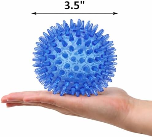 Cutie's PetBox Squeaky Rubber Spike Toy Ball for Medium, Large Dogs (3.5 Inch, Blue)
