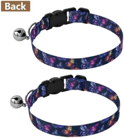 Neon Butterfly Adjustable Buckle Cat Collar 2 Pack Pet Collars for Cats