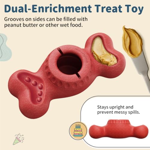 Enrichment Frozen Dog Treat Dispensing Interactive Chew Toy, Red