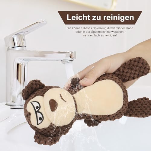 Dog Toys, Dog Squeaker Toys with Crinkle Paper (Brown Monkey)