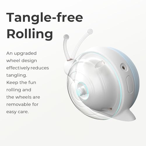 Cheerble Interactive Cat Toy for Indoor Cats, Wicked Snail Kitten Toys, Automatic Cat Toys with LED Lights, Rechargeable Moving Toys for Cats, Smart Stimulating Electric Pet Toy(Blue)