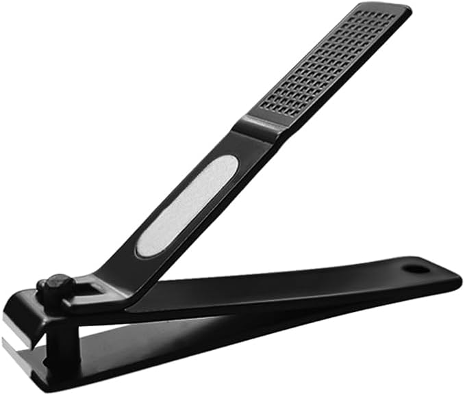 Nail Clippers Set Sharp Black Nail Cutter Fingernail Toenail Clipper with Case Large and Small 2 Piece (Black case)