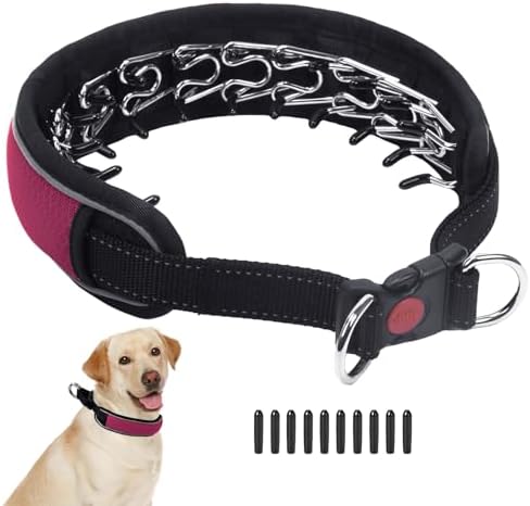 Martingale No Pull Dog Collar for Large Medium Dogs Training Walking, Heavy Duty Nylon Reflective Adjustable Anti Pull Slip Collar with Buckle M Wine Red