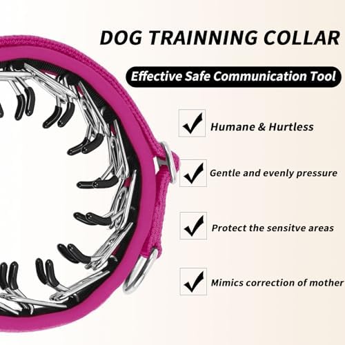 No Pull Martingale Dog Collar for Large Medium Small Dogs, Heavy Duty Nylon Reflective Adjustable Anti Pull Slip Collar with Buckle for Training Walking S Hot Pink