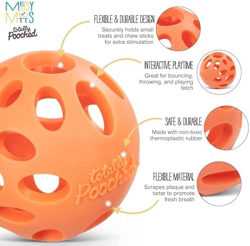 Messy Mutts Totally Pooched Huff n Puff Ball, 3.1 Inch, Puzzle, Orange