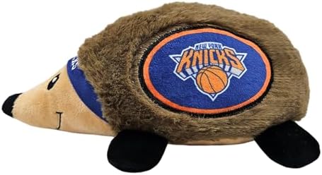 NBA New York Knicks Plush Hedgehog Toy for Dogs & Cats, Cool Soft Pet Toy for Fun and Interactive Play, Dog Chew Toy with Squeaker, Licensed Hot Pet Toy