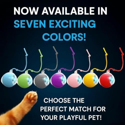 2026 New 2Pack Cat Ball Kitten Toys for Indoor Interactive Kitty Ball Toy Speedy Tail 360° Automatic Rolling Electric Moving Rechargeable,Smart Pet Chase with Rope for Bored Cats, Red Color VALUE PACK