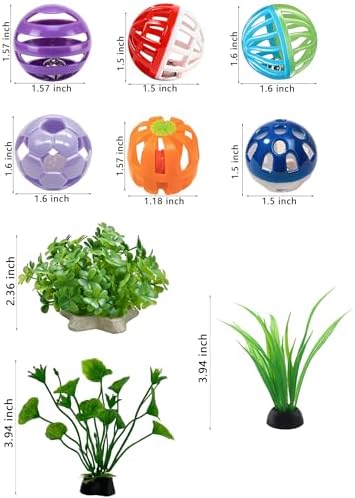 9 Pack Reptile Play Balls and Plant for Bearded Dragons Leopard Geckos