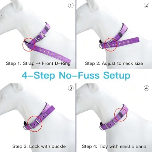 Reflective Dog Collar for Medium Dogs Wide Padding 6 Holes Adjusta