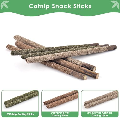 Bissap 16PCS Silvervine Chew Sticks, Catnip Chewing Toy for Cat Kitten