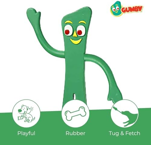 Multipet Gumby Latex Dog Toy - Squeaky Toy for All Dogs - Easy-to-Clean Dog Squeaky Toys - for Cuddling, Chewing & Playing - Cute Pet Toy (9", Green)