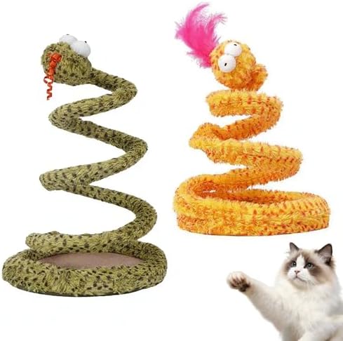 Cat Toy Indoor Cat: Cat Springs Snake Toy with Catnip - Interactive Toy with Rattling Stones & Rustling Sounds, Quirky Shapes for All Breeds to Play Alone (Yellow)