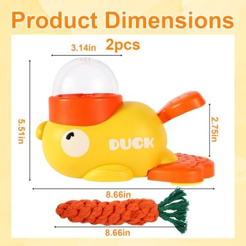 Duck Treat Dispenser for Cats and Small Dogs to Train Problem-Solving Skills,Carrot Rope,Engaging Playtime Activity for Dogs