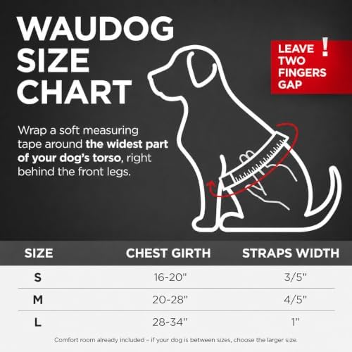 WAUDOG Waterproof Dog Harness with QR Code Tag & Metal Clasp