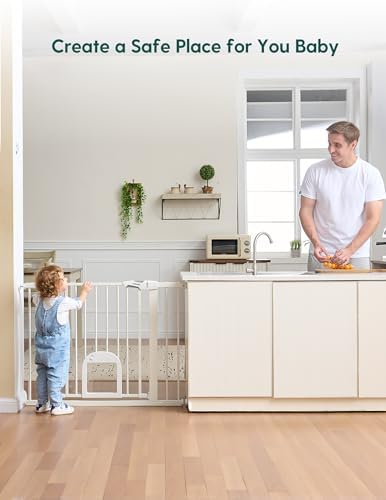 Babelio Baby Gate with Adjustable Cat Door, CatPrivilege III, 29-43"
