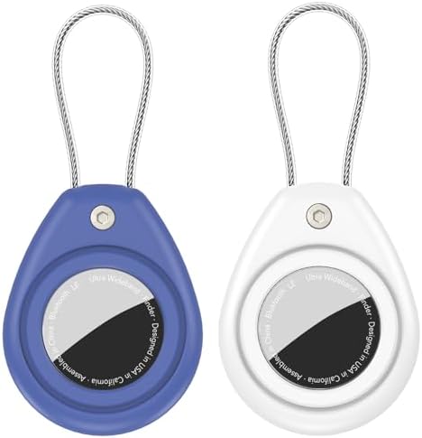 2 Pack for AirTag Keychain Holder, Anti-Scratch Waterproof Case Dog Collar | 1st/2nd Gen Air Tag Compatible,Hex Lock Secure,Metal Wire Cable,for Luggage Tracker,Pet Collar Charms,Backpack,Keys,Wallet