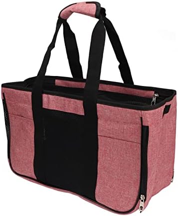 Breathable Cat Carrier with Roll - Up Door, Portable Soft Cat Travel Carrier for Small Cats and Puppies up to 7.5 kg, Oxford Cloth Pet Carrier with Double Zipper and (Pink with Black)