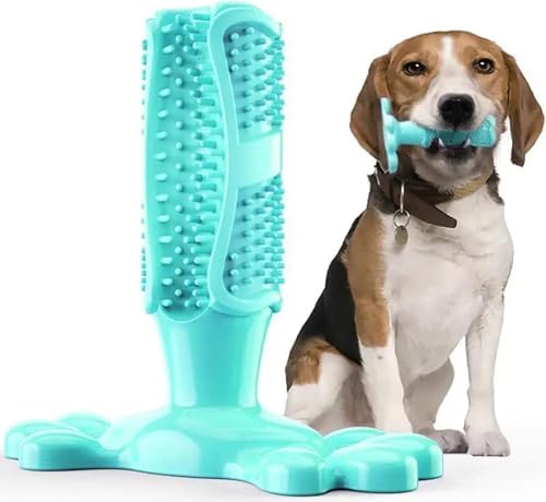 PUPIX Dog Toothbrush Chew Toy with Treat Dispenser, Interactive Dog Toy for Small Medium Dogs, Puppy Teething Toy, Rubber Dog Chew Toy for Dental Cleaning, Dog Teeth Cleaning Toy & Oral Care, Blue, L