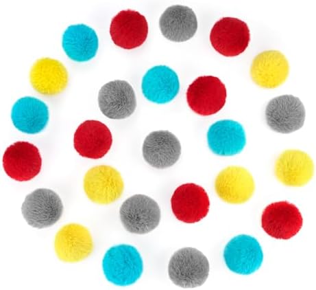 CHIWAVA 24PCS 1.8" Catnip Furry Cat Toys Ball Soft Pom Pom Balls Kitten Toy