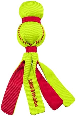 KONG Wubba Sport Dog Toy – Reinforced Tug & Toss Toy with Squeaker and Floppy Tails for Fetch & Interactive Play (Softball, Small)