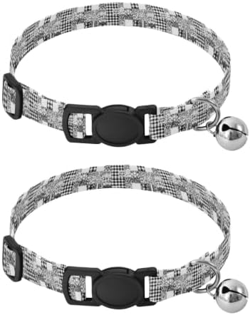 Geometric Gray Kitten Collars 2 Pack Cat Neck Collar Adjustable Length 10.6" to 17.1"