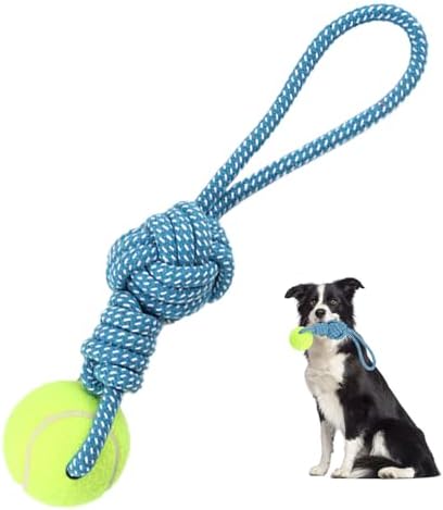 Dog Rope Toy Tug Outdoor Puppy Interactive Dog Toy 1 Knot with Tennis Ball