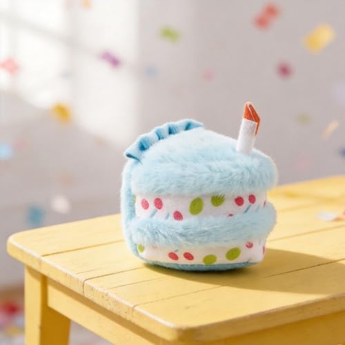 Dog Birthday Toy Plush - Interactive Puppy Gift Box for Birthday Dogs, Soft Chewable Toys for Small Medium Large Breeds, Cute Pet Supplies with Fun Food Design (Blue)