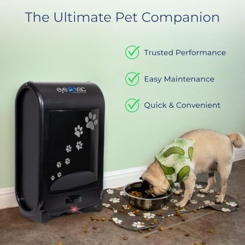 EyeVac Pet & Squeegee Broom Bundle - Touchless Vacuum Automatic Dustpan with Multisurface Sweeping Broom, Corded Bagless Vacuum, 1400 Watt for Cat Dog Pet Hair, Dirt, Food Debris, Kitchen (Black)