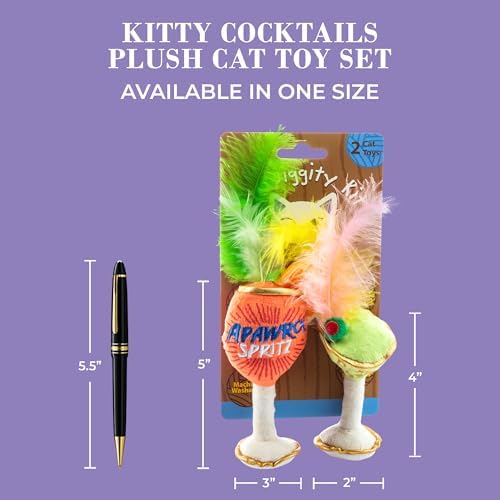 Haute Diggity Kitty Cocktails Apawrol Spritz + Cattini, Soft Plush Cat Toys