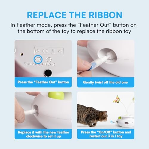 ALL FOR PAWS Cat Toy Replacements, Random Poping Ribbon for 3in1 Interactive Toys for Indoor Cats, 2PACK(Ribbon)
